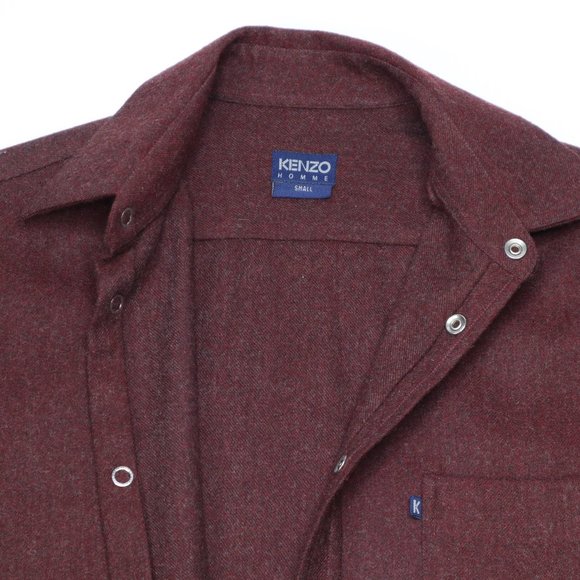 KENZO HOMME Wool Button-Up Shirt, Red Size Small - Picture 6 of 10